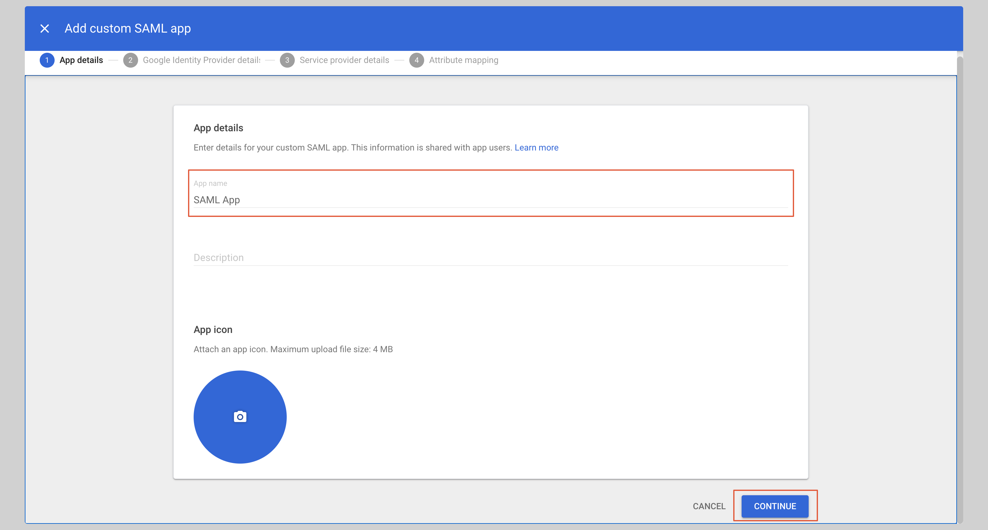 Google SAML Step 2