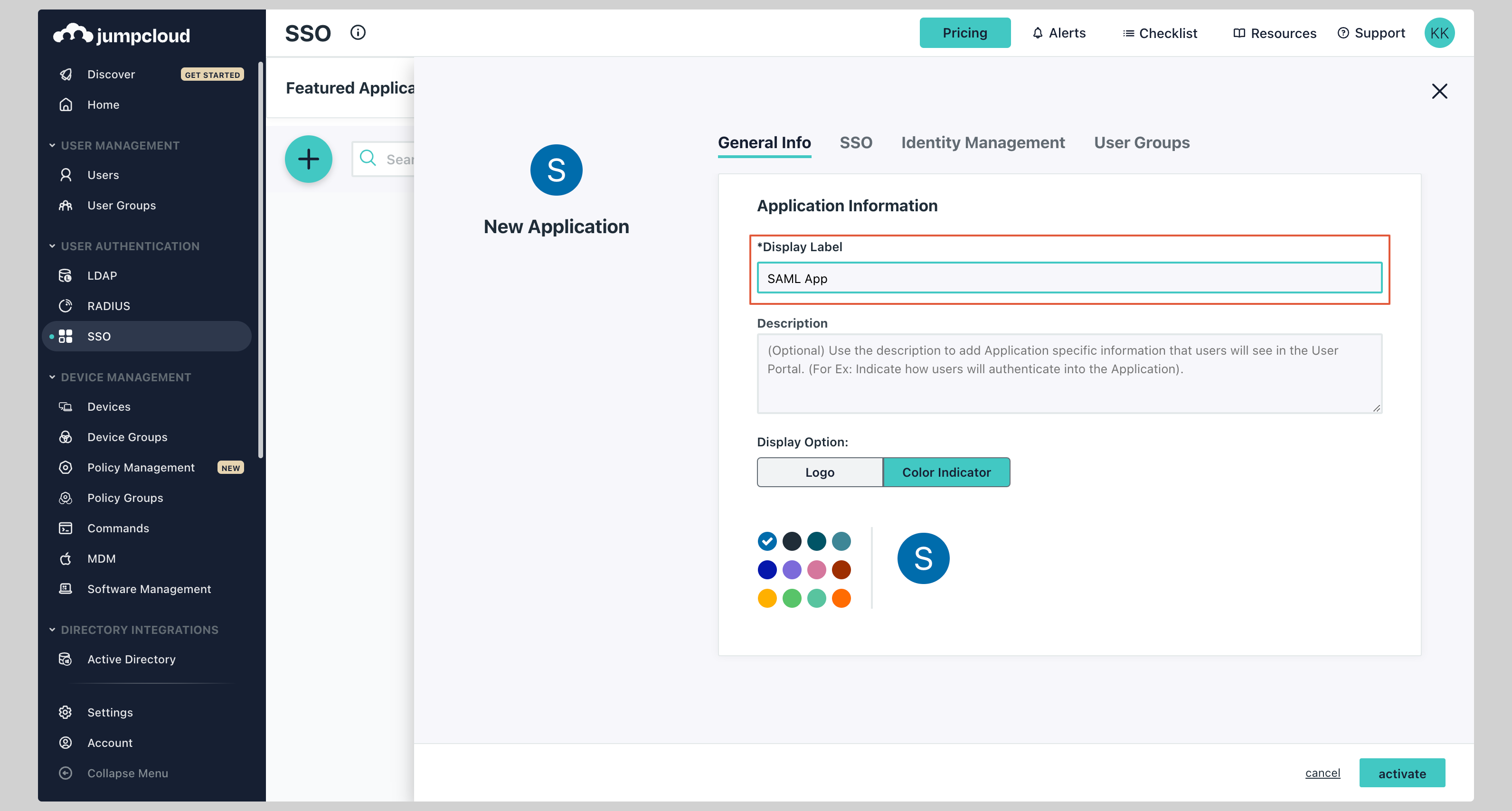 JumpCloud SAML Step 2