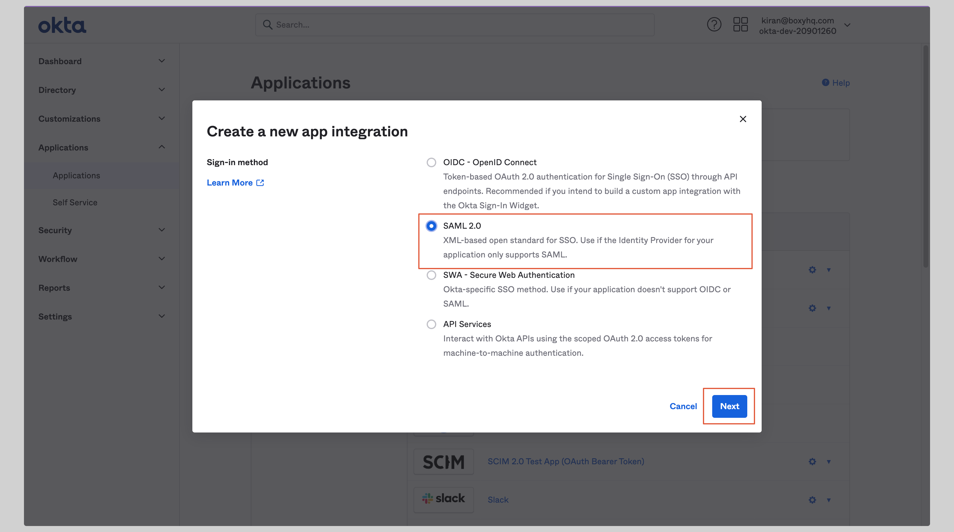 Okta SAML Step 2