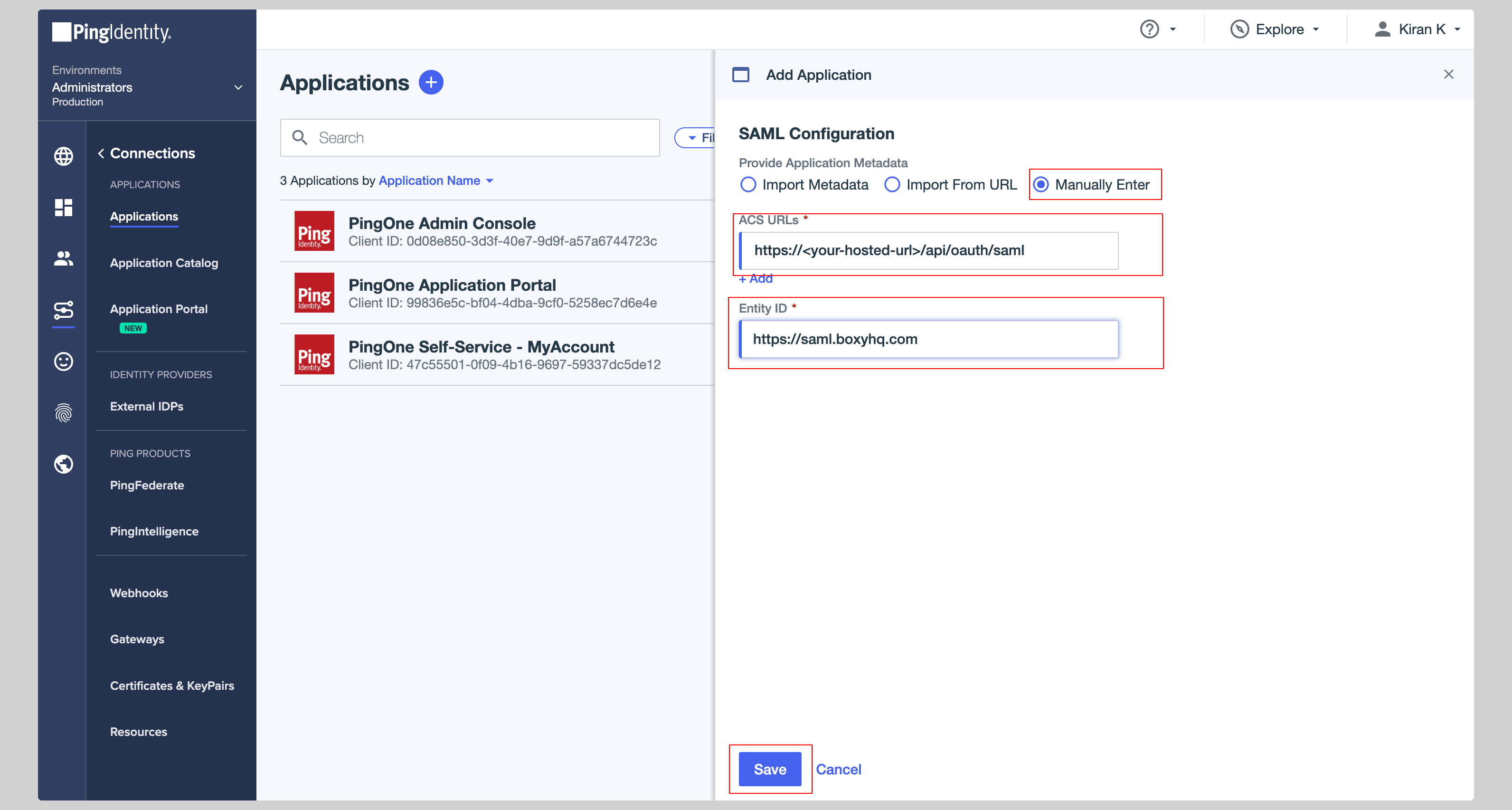 PingOne SAML Step 3