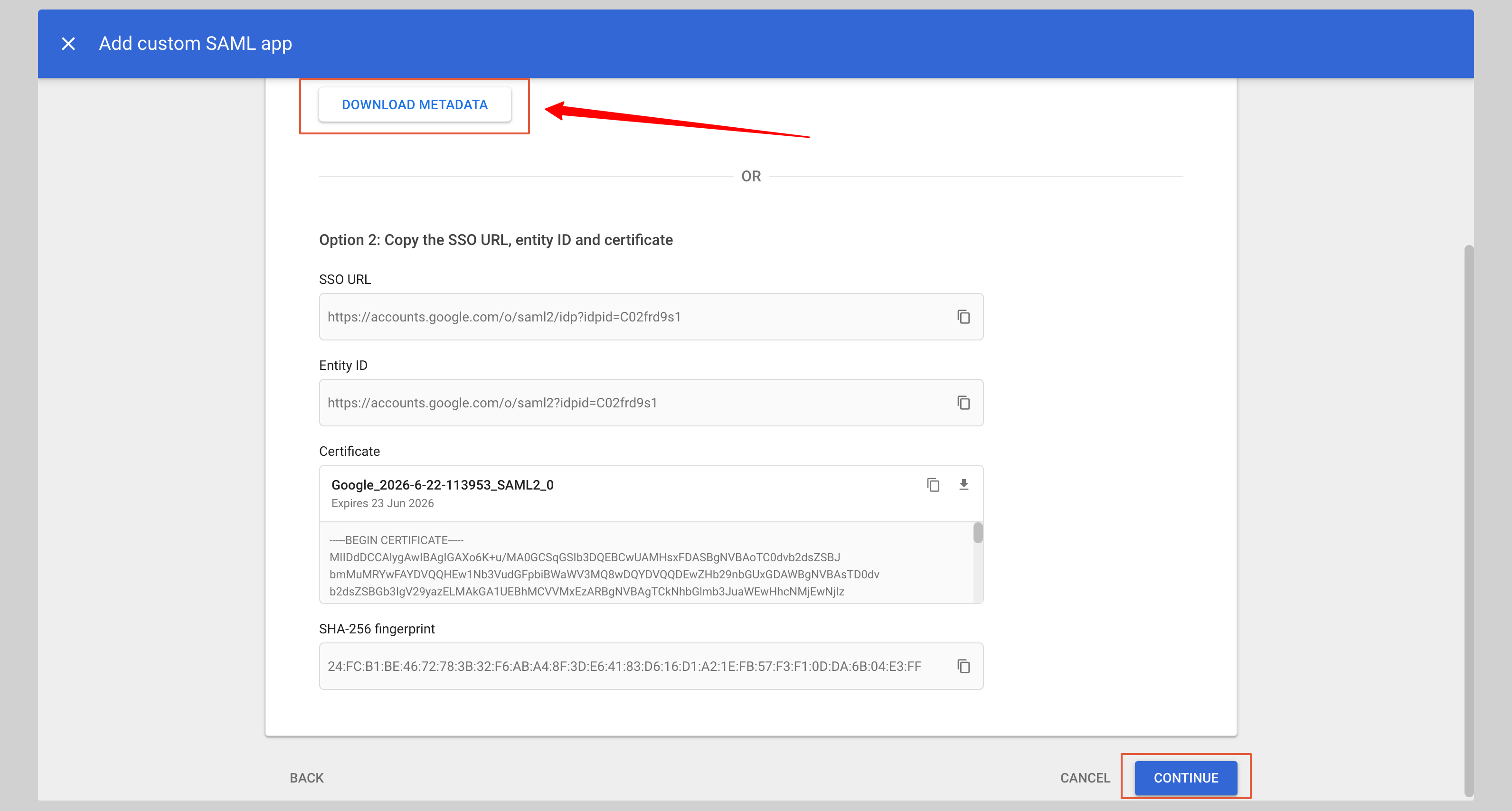 Google SAML Step 3