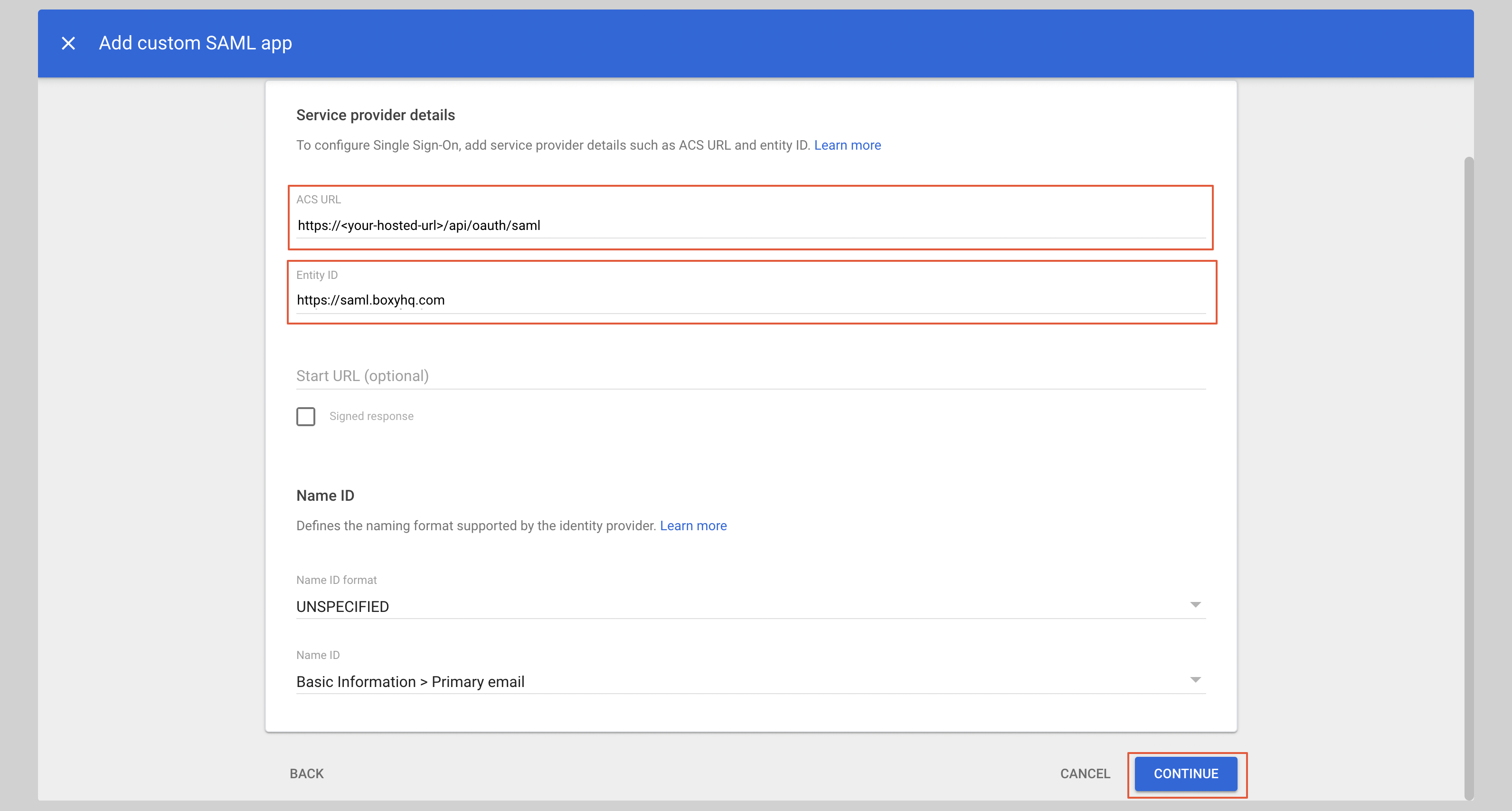 Google SAML Step 4