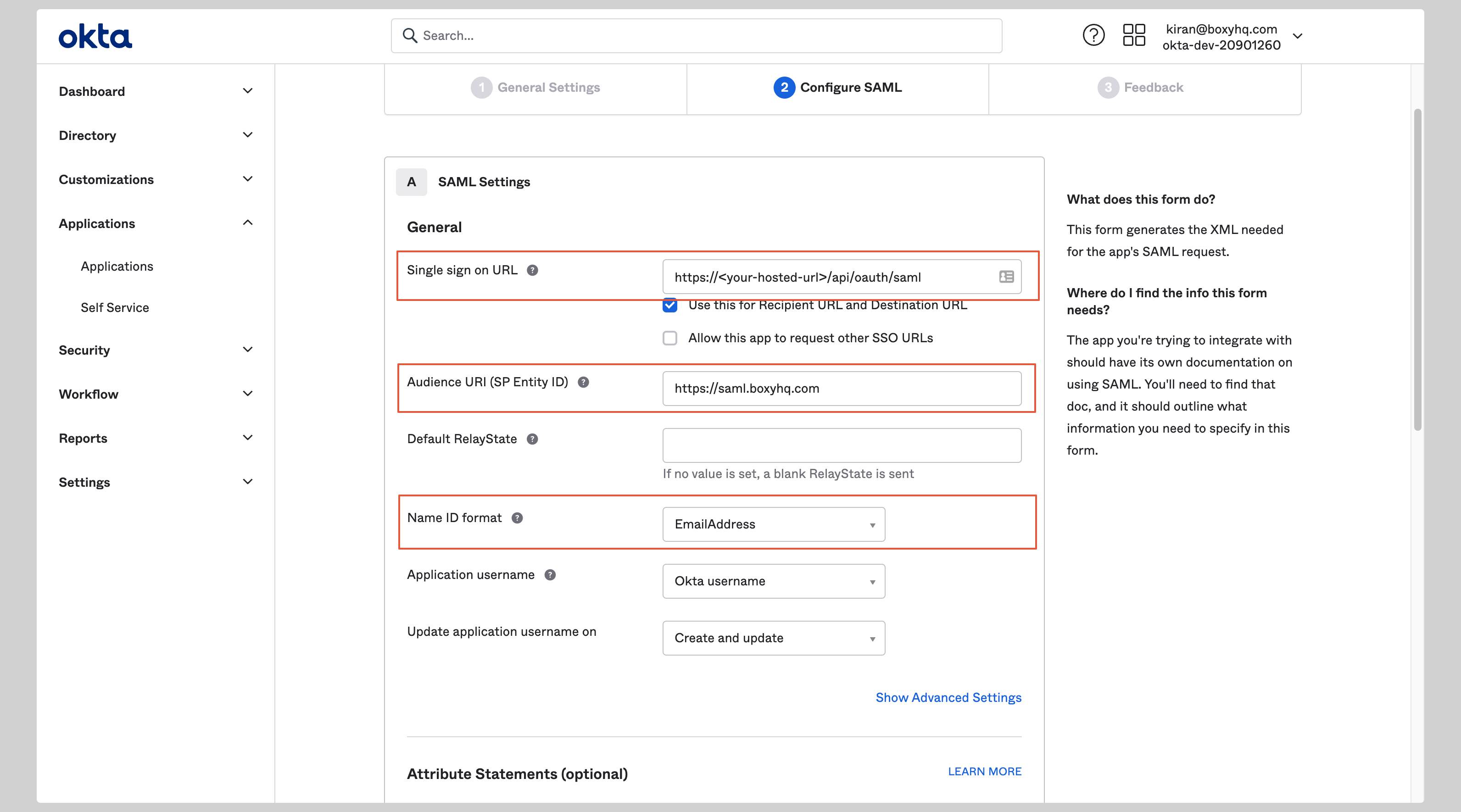 Okta SAML Step 4