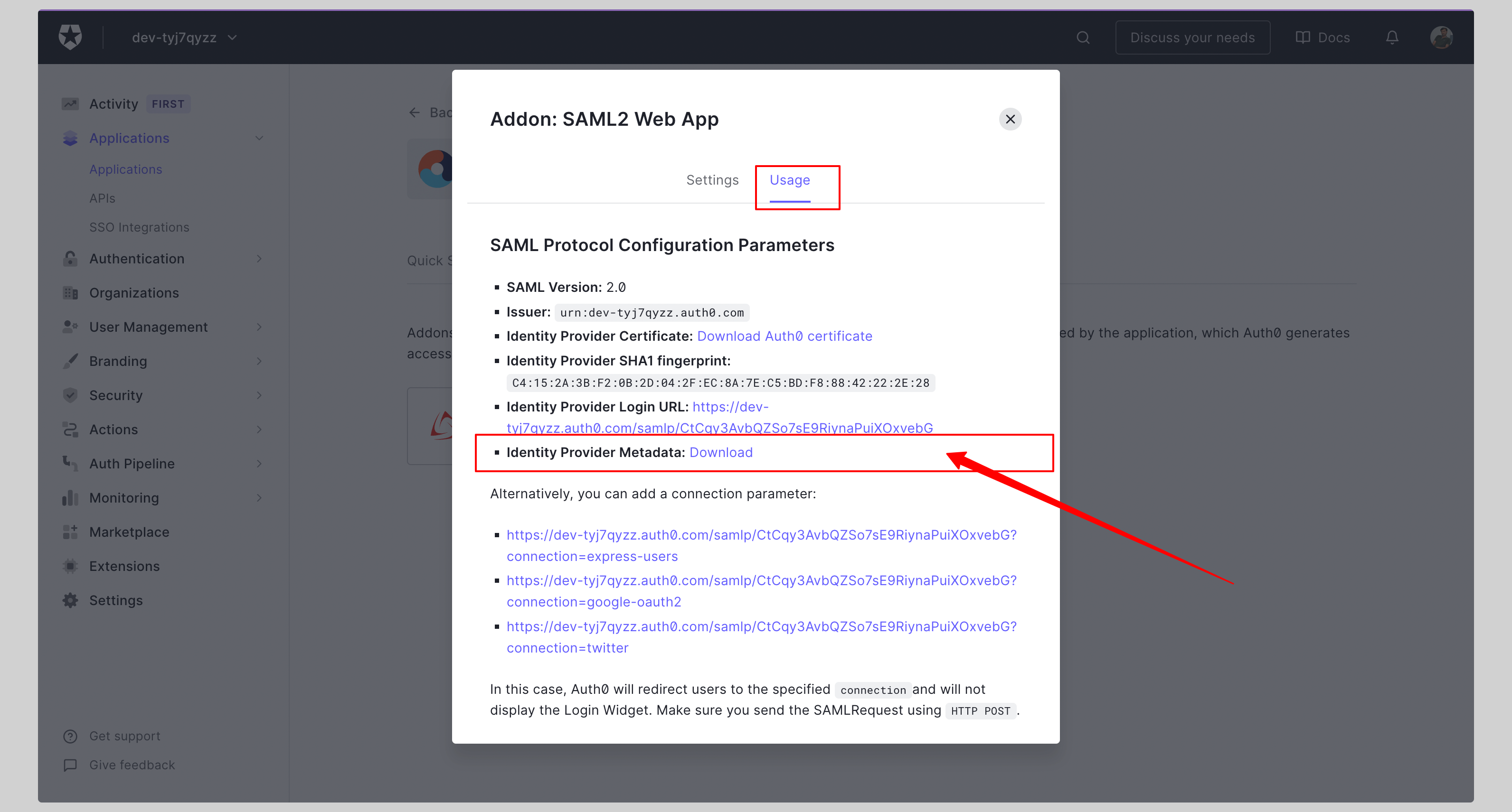 Auth0 SAML Step 4