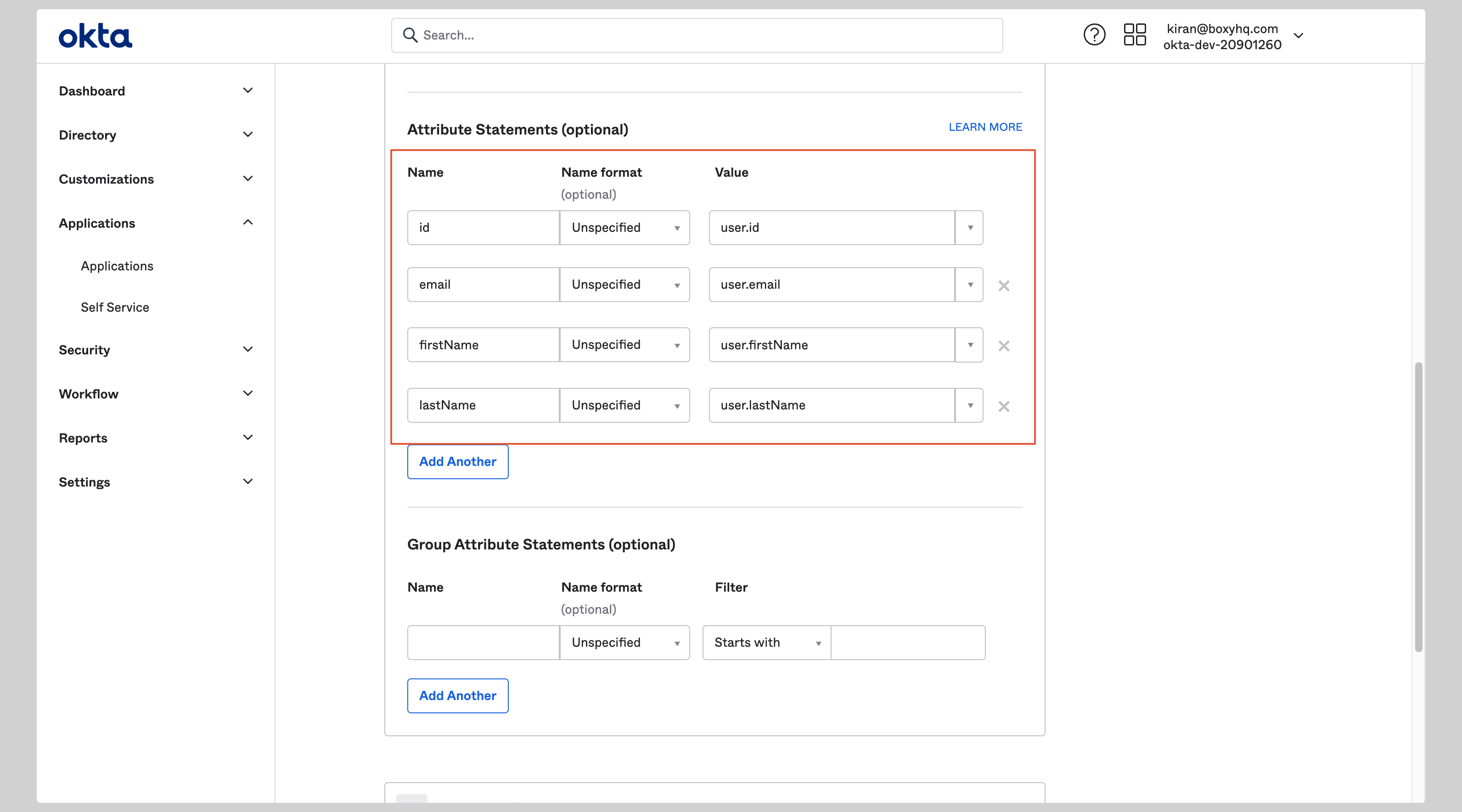 Okta SAML Step 5