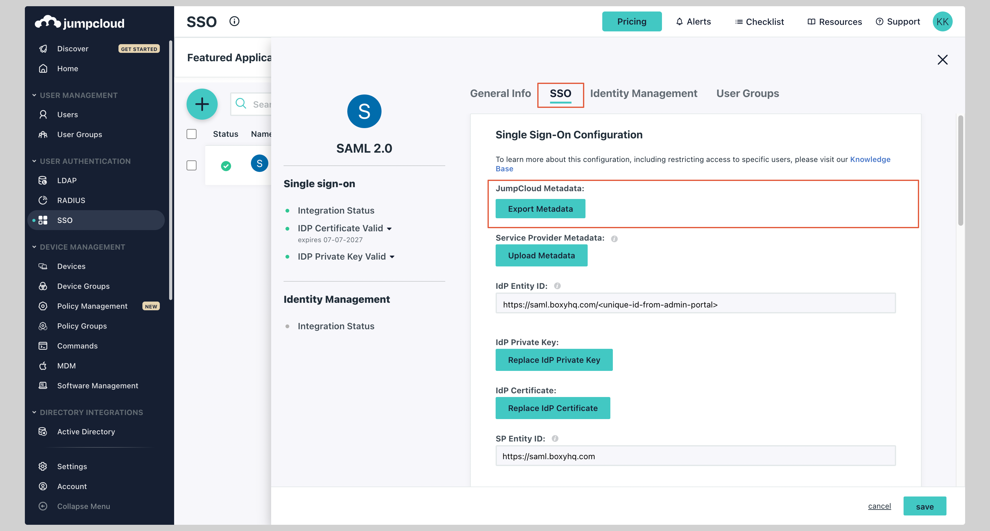 JumpCloud SAML Step 5