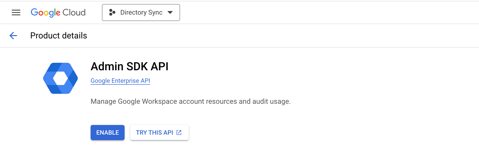 Google Workspace DSync Enable API Step 3
